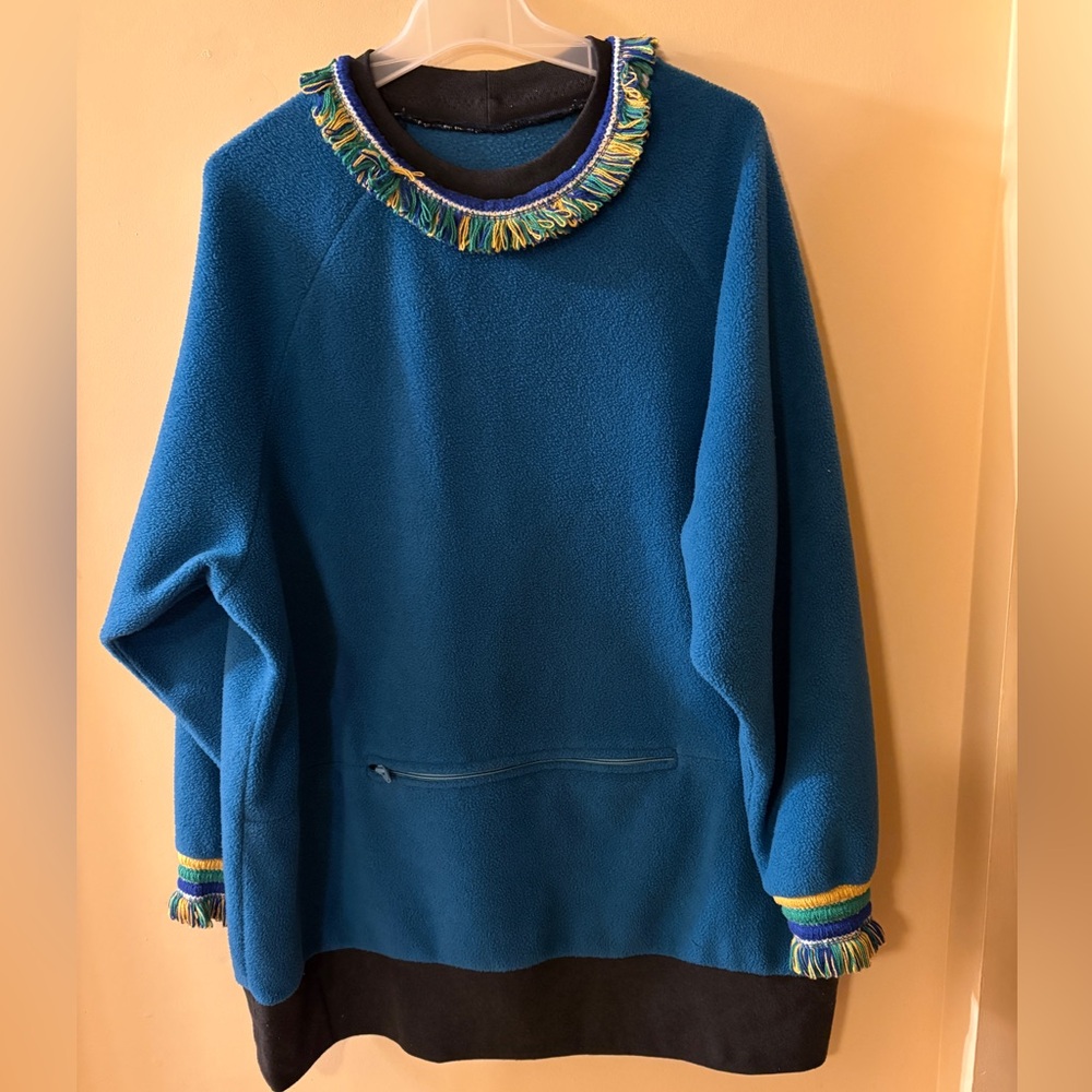 Turquoise fleece tunic sweat top